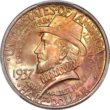 1937 50C Roanoke Silver Commemorative PCGS MS67+ (CAC) (Toned)