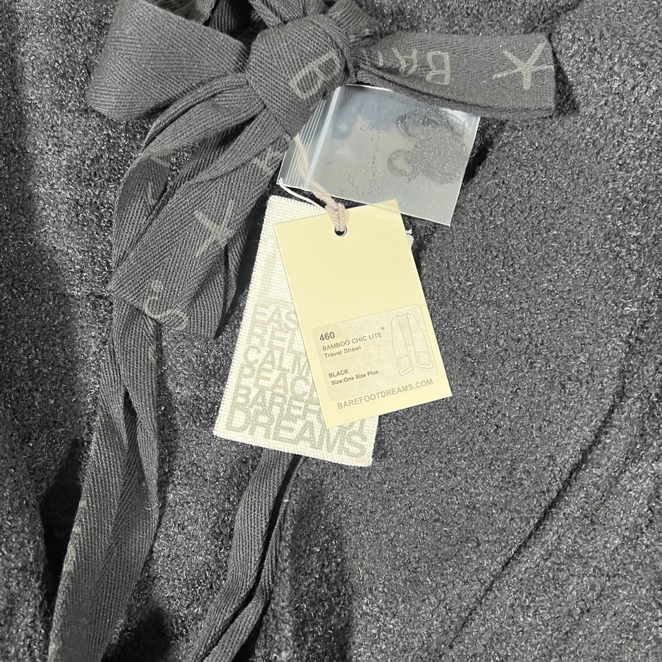 Barefoot Dreams Shawl Womens One Size Plus Black Travel Bamboo Chic Lite Wrap - Image 2 of 4