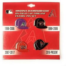 Arizona Diamondbacks 4-Piece Franchise Logos Premium Metal Pin Set, Lapel Hat...