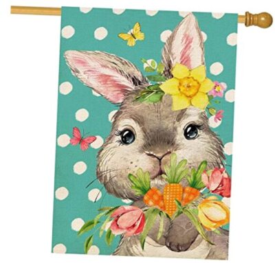  Easter Bunny House Flag 28x40Inch Burlap Double Sided 28Wx40L easter bunny
