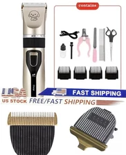 Pet Dog Cat Grooming Kit Rechargeable Cordless Electric Hair Clipper Trimmer Set