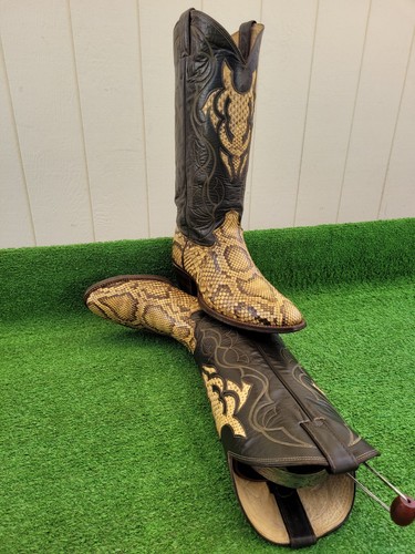 9.5 D ⭐ VINTAGE ⭐ JUSTIN ⭐ GOLDEN PYTHON ⭐ SNAKE ⭐ EXOTIC ⭐ RARE ⭐ WESTERN BOOTS - Picture 23 of 24