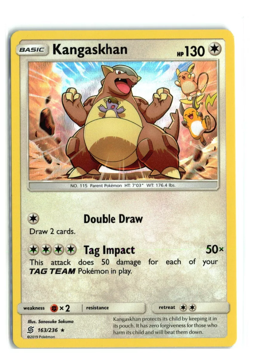 Kangaskhan - 163/236 - Reverse Holo Rare - Pokemon Singles » Sun & Moon  Series GX Sets » Sun & Moon Unified Minds - Hastur Games