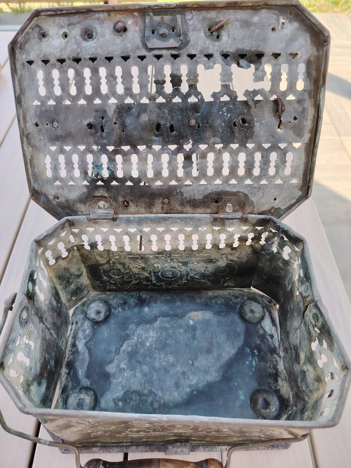 Ancienne chaufferette en bois et cuivre - Photo 3/4