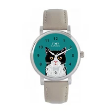 Toff London TLWS-83705 Ladies Black And White Cat Head Watch