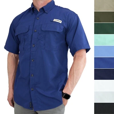 Magellan Men's Fish Gear Shirt Laguna Madre Relaxed Fit Button Down Short Sleeve