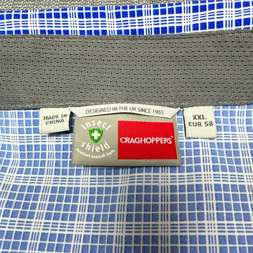 Craghoppers Shirt Men XXL Blue Insect Shield Lightweight Snap Up Camping Fishing - Image 2 of 4