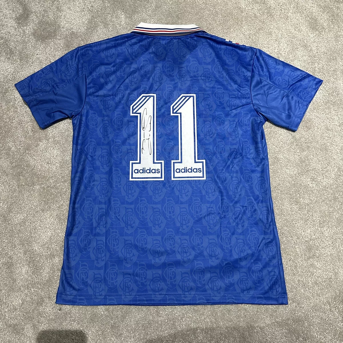 Brian Laudrup Rangers Adidas Signed Remake 1996 Short Sleeve Shirt