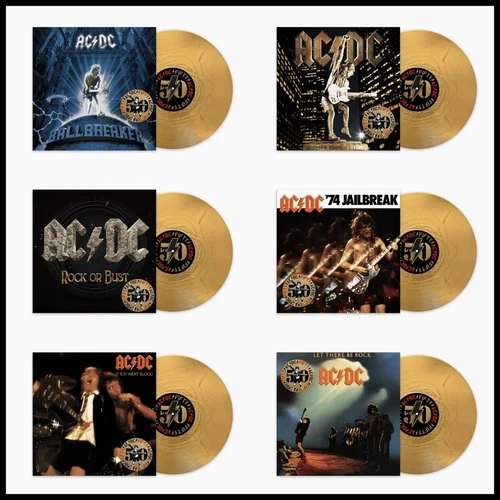 Ac/Dc 50th Anniversary Gold Vinyl Bundle Part Two 6 Lp Nuovi