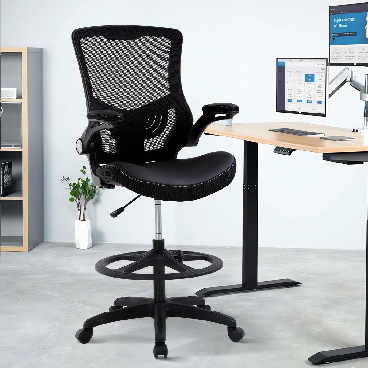 Drafting Chair Tall Office Chair Ergonomic Desh Chair with Lumbar