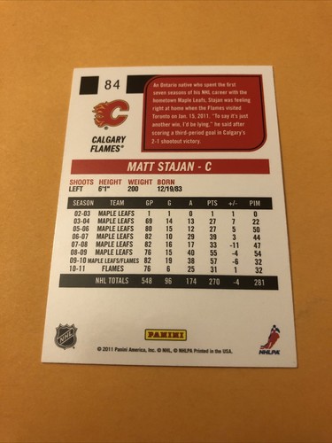 Matt Stajan Signed Calgary Flames Card - Picture 2 of 2