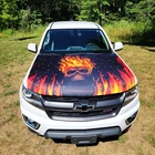 Fire Skull Car Hood Cover Universal Size Polyester Bonnet Skull Rider Flag USA