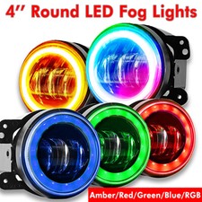 4 Round Led Driving Fog Lights Halo Angel Eye For Jeep Wrangler Jk Jku