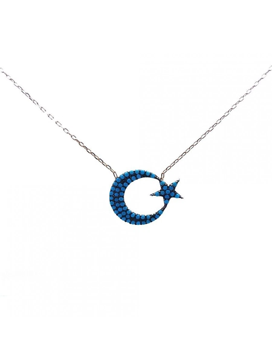 925 Setting Turquoise Nano Stone Turkish Flag Silver Necklace Product Features