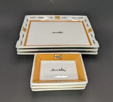 Vintage Joie De Vivre Set Of 3 Sushi Plates and 3 matching Wasabi dishes 