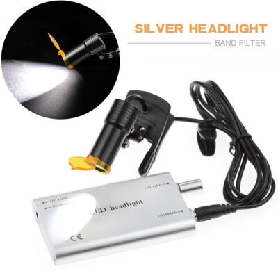 Dental 5W Plastic Clip LED Headlight High Power Lamp+Light Shield DY-007 Silver