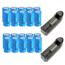 20x 16340 3.7v 1800mAH Rechargeable Li-ion Battery RCR123A For Camera + Charger