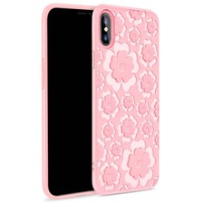 Schutzhülle Case Handy Schutz Hülle Tasche Blumen Muster für iPhone X Xs - rosa