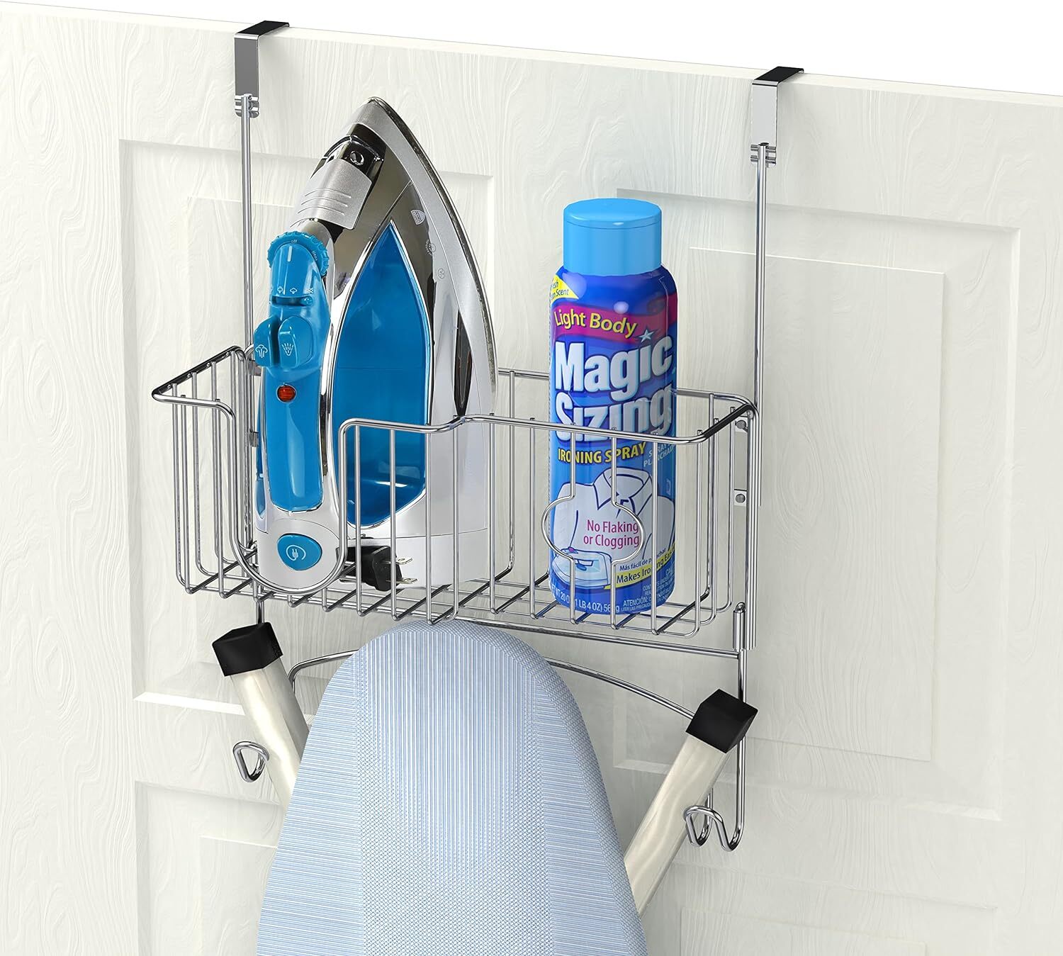 Compact Chrome Over-the-Door or Wall-Mount Ironing Board Holder by Simple Houseware-image