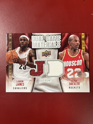 2009-10 UPPER DECK LEBRON JAMES DREXLER DUAL GAME WINNING MATERIALS JERSEY CARD