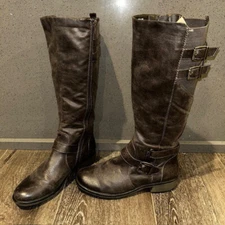 BareTraps Boots Womens Size 9 M Seville Tall Riding Gray Cuban Buckled