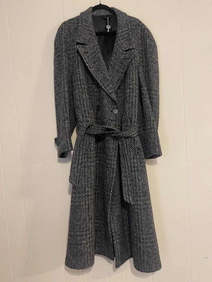 VTG Christian Dior Herringbone Virgin Wool Full Length Double Breasted Coat 46 - Image 2 of 4