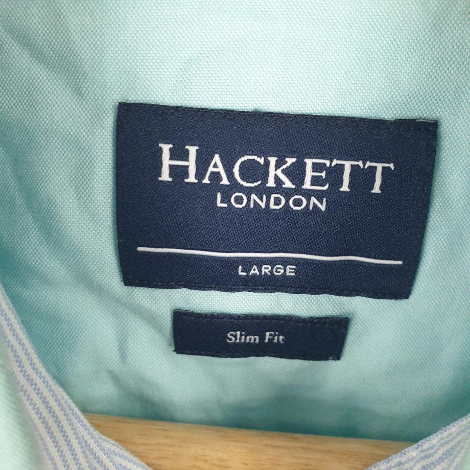 Camisa Hackett Para Hombre Grande Verde Calce Ajustado Mangas Largas Con Botones 100% Algodón Foto 4 de 4