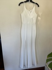 dress the population S White Iris Slit Crepe Gown
