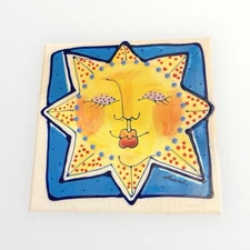 Sun Trivet Wall Tile Ceramic Diane Artware Vintage 6" x 6"