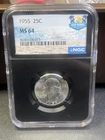1955 Washington Quarter 25c MS64 NGC Silver Coin!! 90% Silver