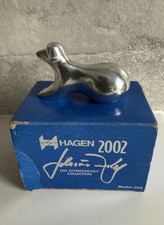 Hagen Collection Leo Schimanszky Polished Chrome Dog Figurine Paperweight Rare 