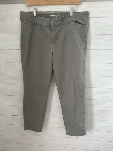 Old Navy Women’s Pixie Ankle Chino Pants Gray Mid Rise Straight Leg Size 14