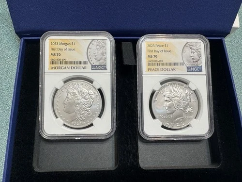 2023 2-Coin Set Morgan Peace Dollars NGC MS70