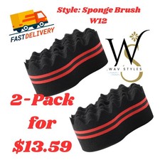  2-Pack Sponge Twist Curl Hair Brush Loc Twisting Comb Durable Coil Afro Sponge