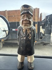 Vintage Hand Carved 8" Wooden Figurine Folk Art Sea Captain Nautical Fisherman