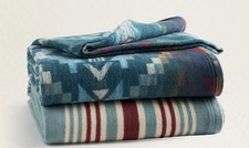 Pendleton Carico Lake  Stripe 100 Organic Cotton Throw Blanket Set 50" x 60"