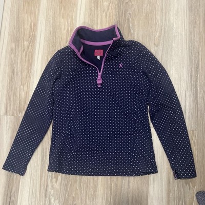 Joules Fairdale Quarter Zip Sweatshirt Womens US 8  Navy Spot