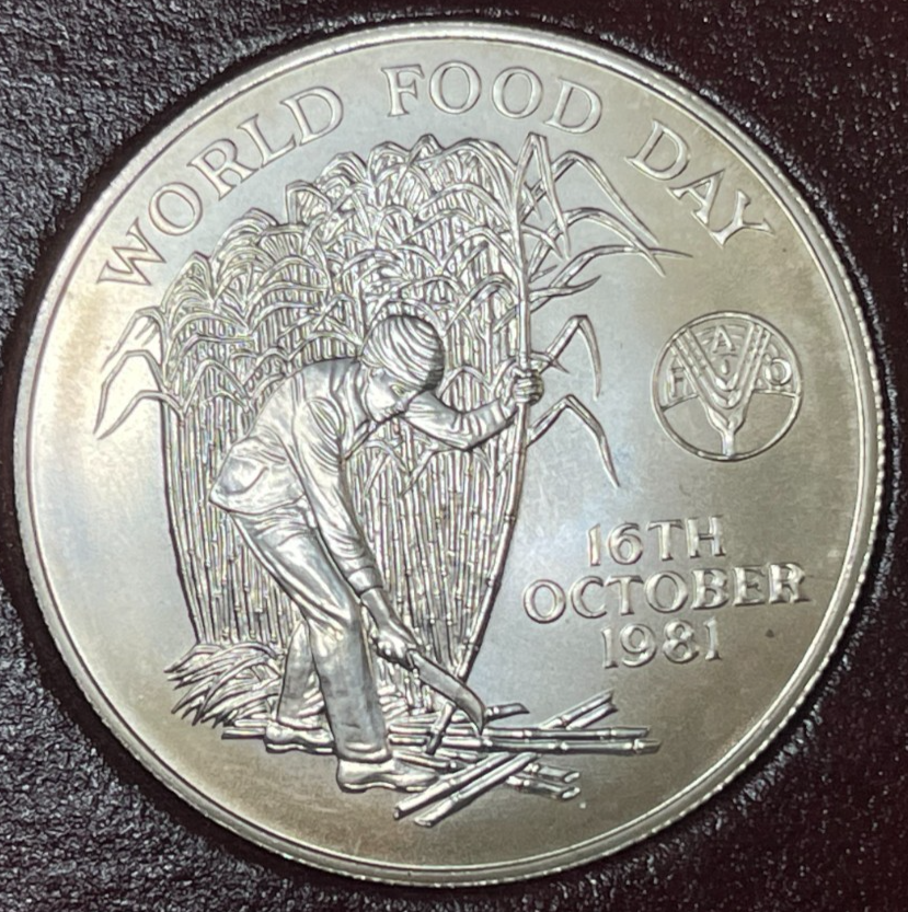 1981 Mauritius 10 Rupees FAO Silver Coin Low Mintage 0.841 OZ ASW