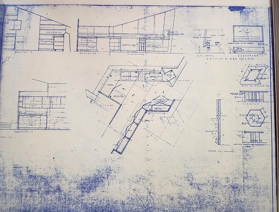 FRANK LLOYD WRIGHT: PLANOS BLUELINE PARA RESIDENCIA HENRY J. NEILS. - Imagen 4 de 4