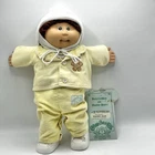 1985 Cabbage Patch Doll 16” Brown Hair Hazel Eyes Necklace Papers Werner /cb