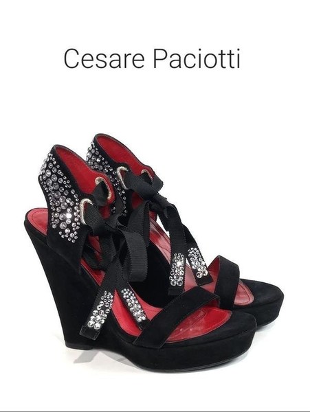 Women Cesare Paciotti Heels Black Suede 37.5