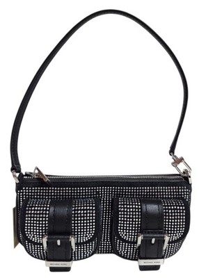 Michael Kors Zoe Small Embellished Suede Pochette Bag Black Multi 32F5SZCU1Y New