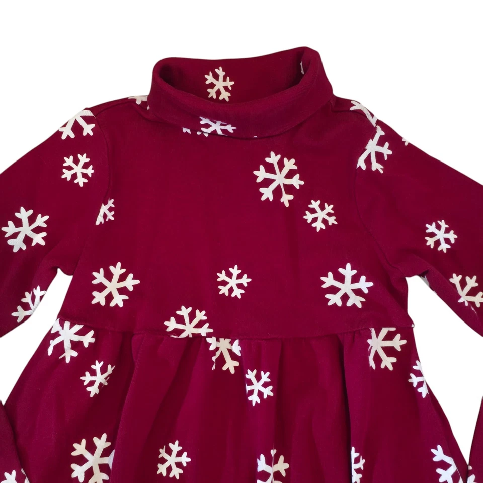 Vestido de Vacaciones Gymboree Niña Talla 8 Rojo Copo de Nieve Manga Larga Algodón Cuello Alto Foto 2 de 4
