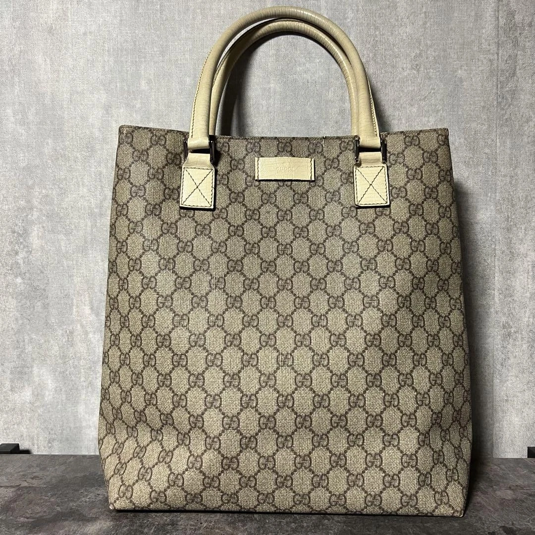 Grand sac à main créateur Gucci Gg Supreme Tote Bag 131220 beige/ébène toile