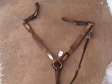 CUSTOM SILVER & RAWHIDE BRAID TROPHY BARREL HORSE BREAST COLLAR STRAP FOR SADDLE