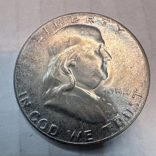 1954 Franklin Half Dollar - Choice Brilliant Unc  Lustrous. Combined Shipping