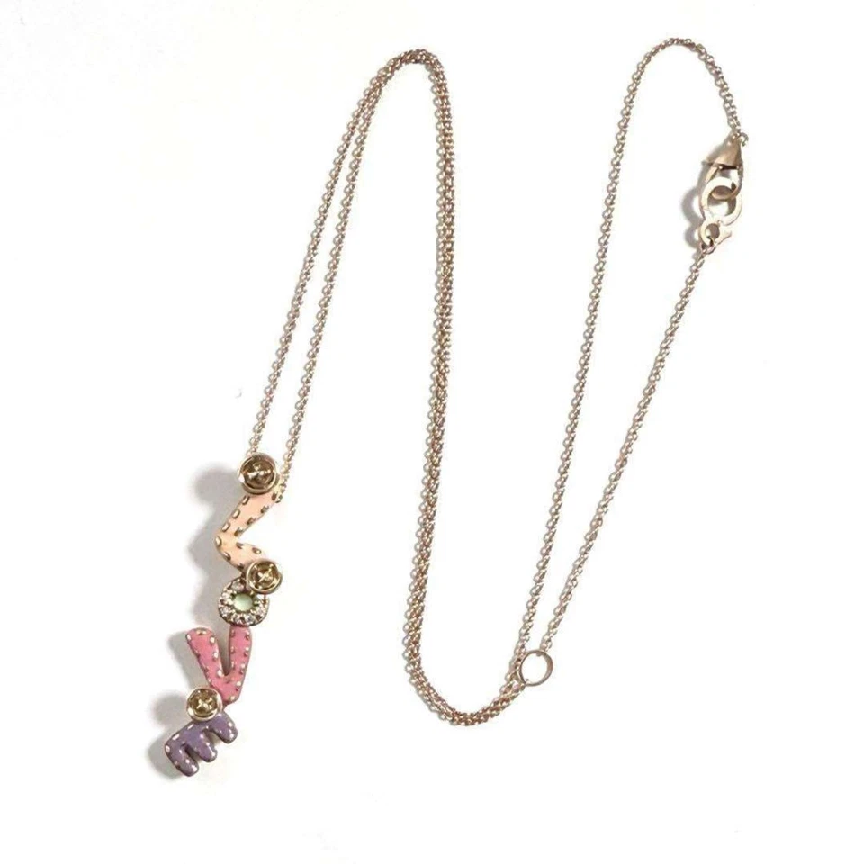 Collar Colgante Ponte Vecchio LOVE en Oro 9K con Diamantes Foto 3 de 4