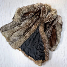 SAGA FOX Silver Fox Fur Coat Brown Half Long Real Fur Jacket Japan