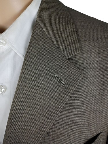 Perry Ellis Portfolio Two Piece Light Olive Green Sharkskin Wool Suit 44L 38X30 - Picture 3 of 15