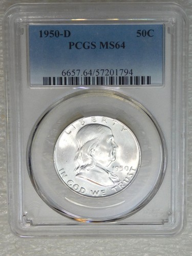 1950-D Franklin Half Dollar PCGS MS64 99% FBL Frosty Luster PQ New Holder #S193H
